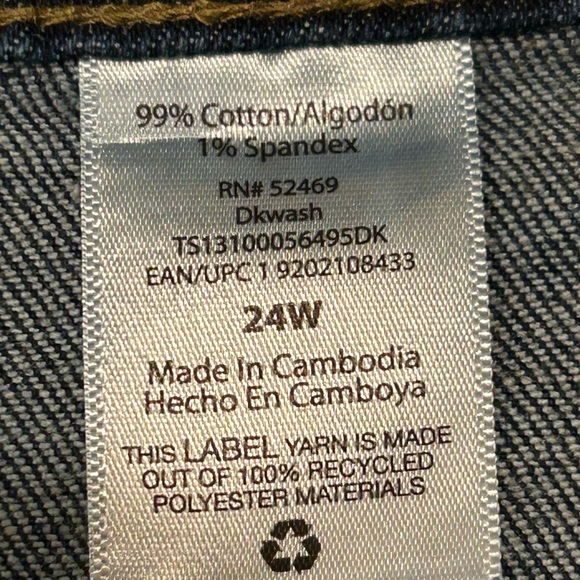 Terra & Sky Dark Blue Distressed Denim Shorts, size 24W. - Picture 4 of 6